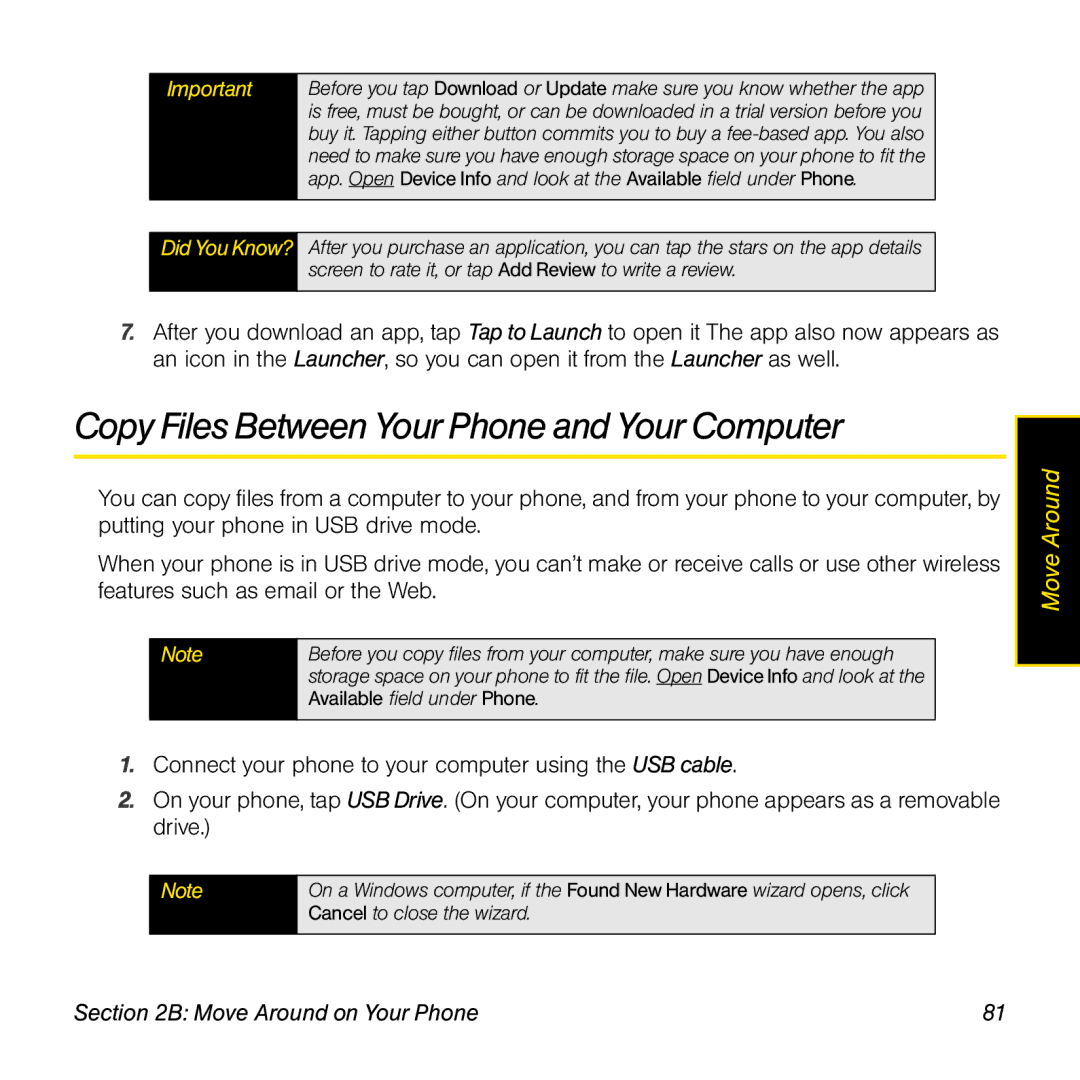 Palm Pre manual Copy Files Between Your Phone and Your Computer 