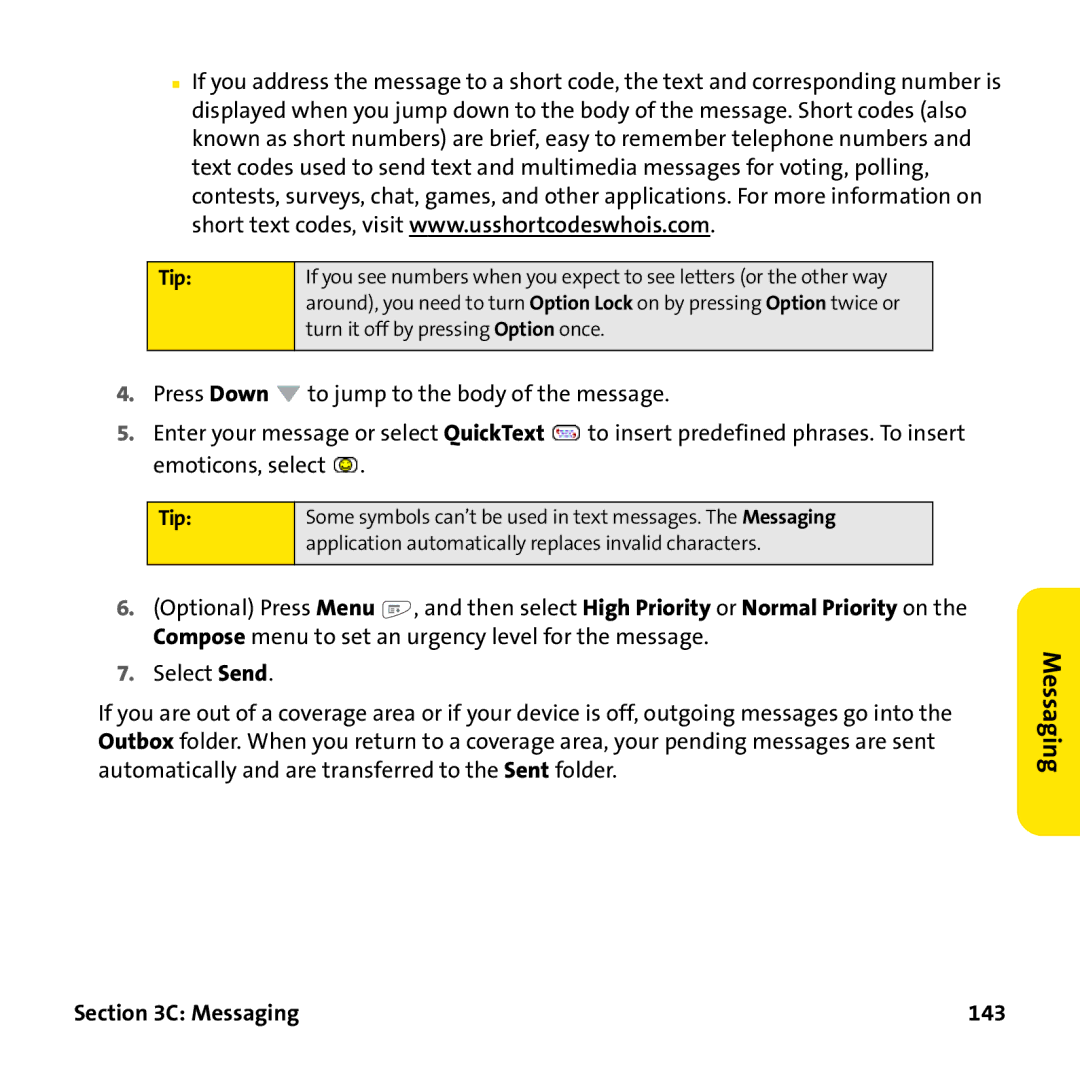 Palm PTR690HKP manual Tip, Messaging 143 