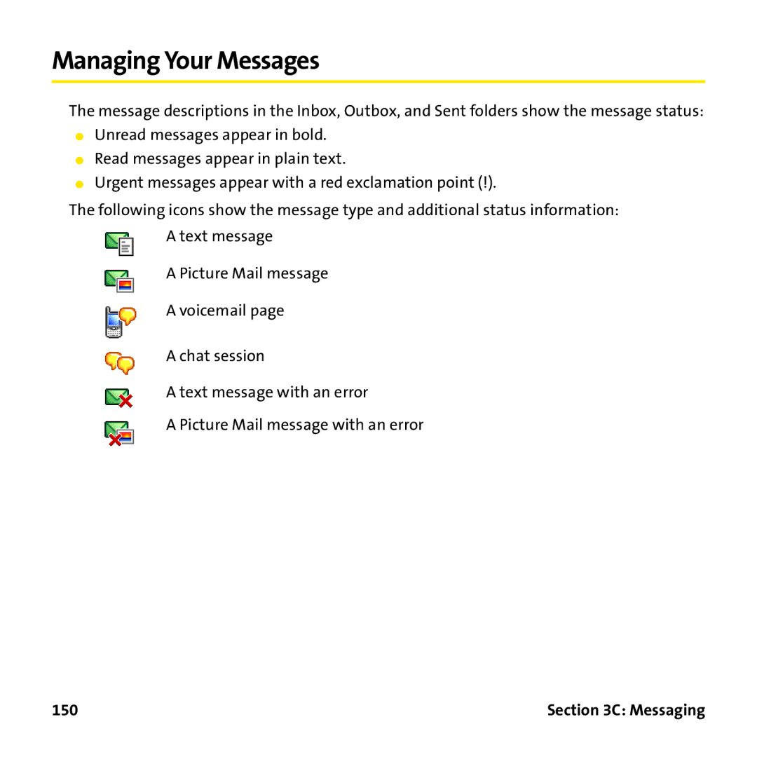 Palm PTR690HKP manual Managing Your Messages, 150 