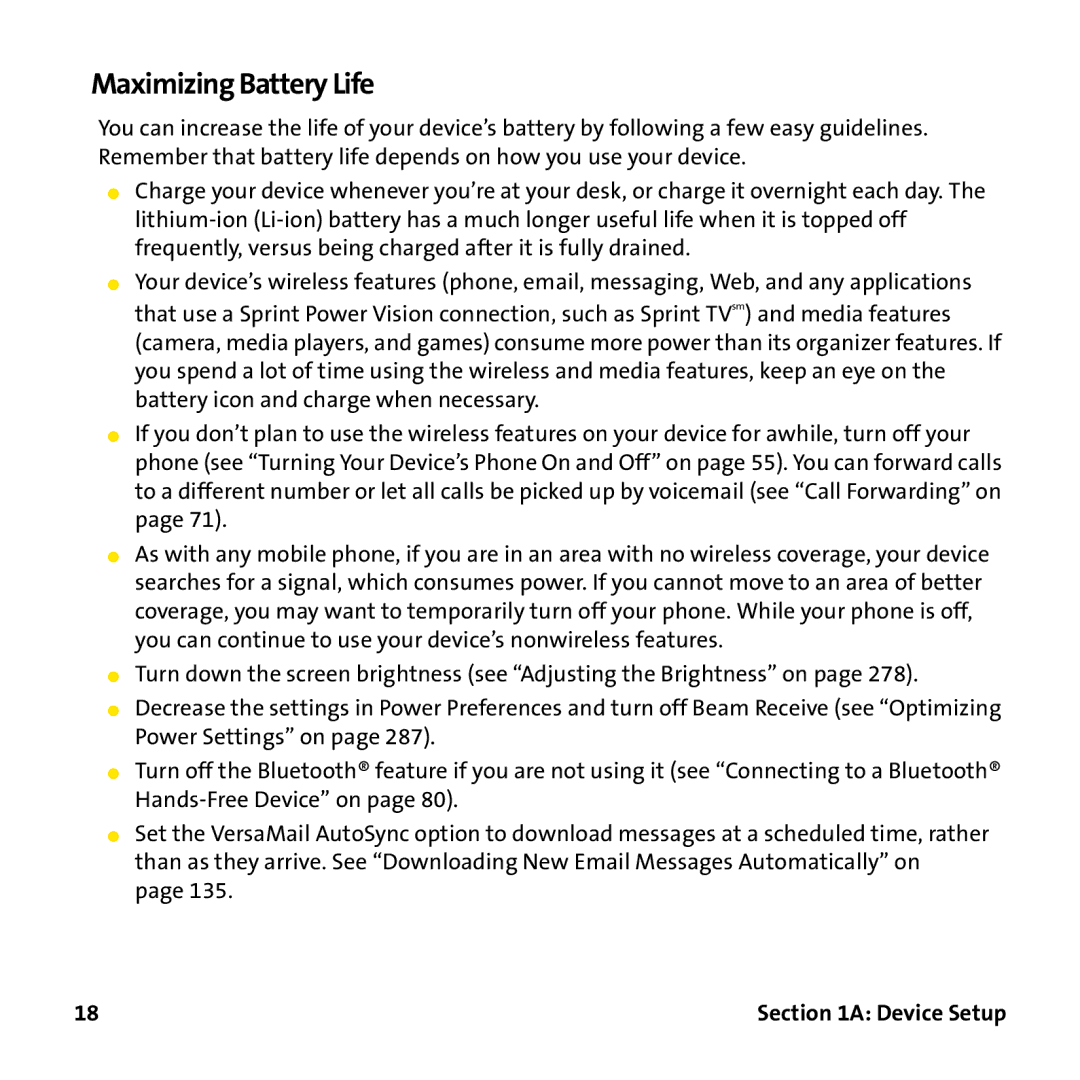 Palm PTR690HKP manual Maximizing Battery Life 