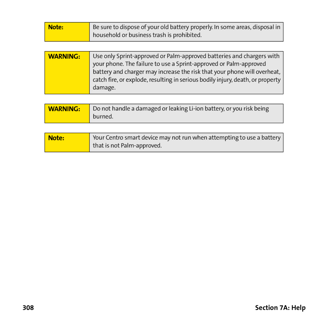 Palm PTR690HKP manual 308 