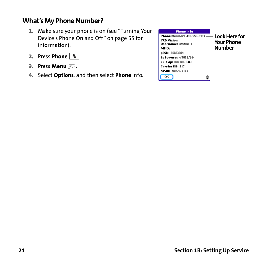 Palm PTR690HKP manual What’s My Phone Number?, LookHerefor Your Phone Number 
