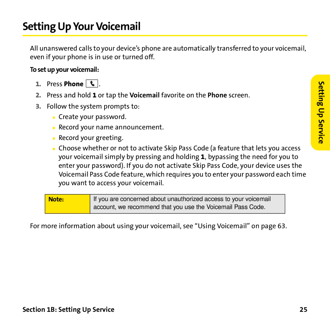 Palm PTR690HKP manual Setting Up Your Voicemail, To set up your voicemail 