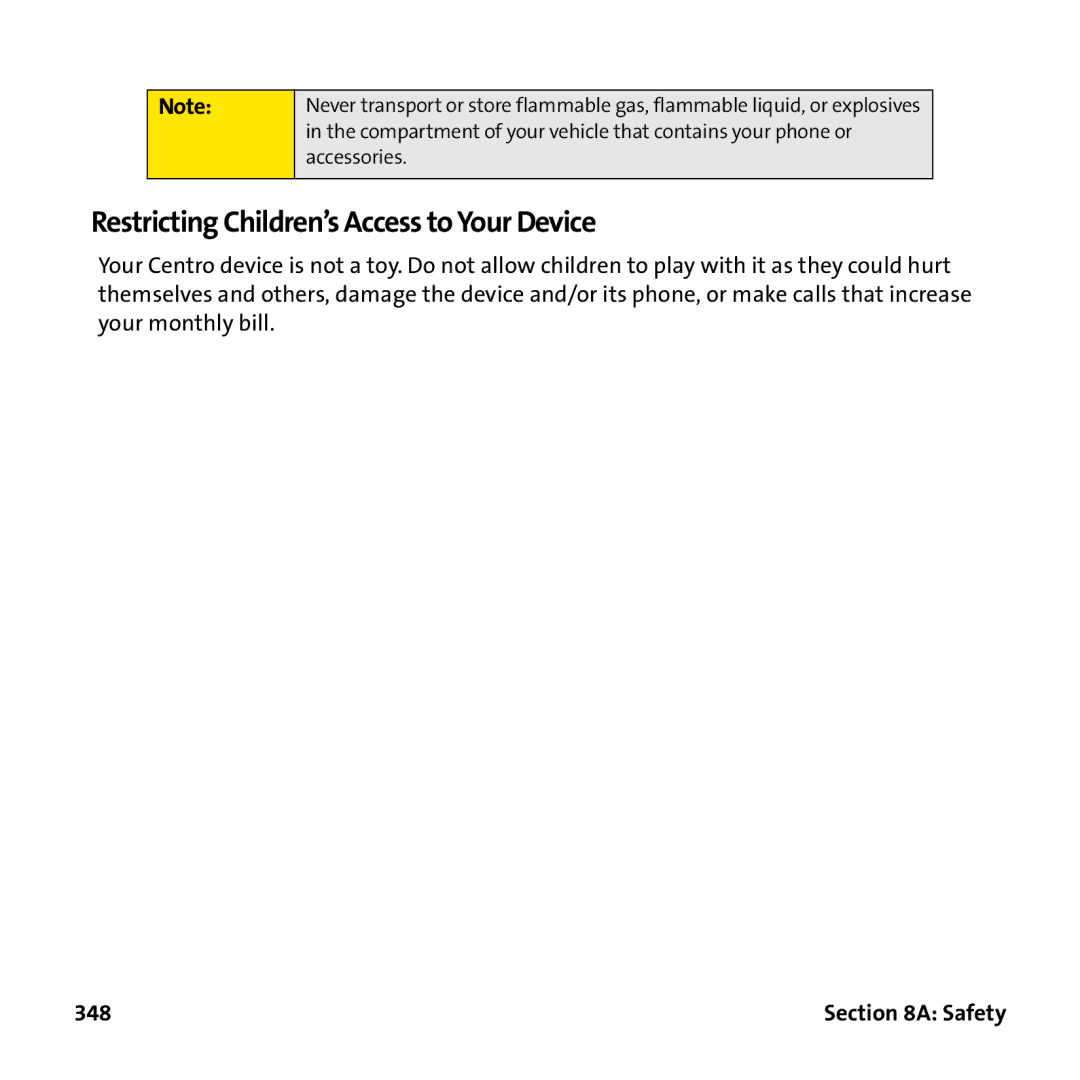 Palm PTR690HKP manual Restricting Children’s Access to Your Device, 348 