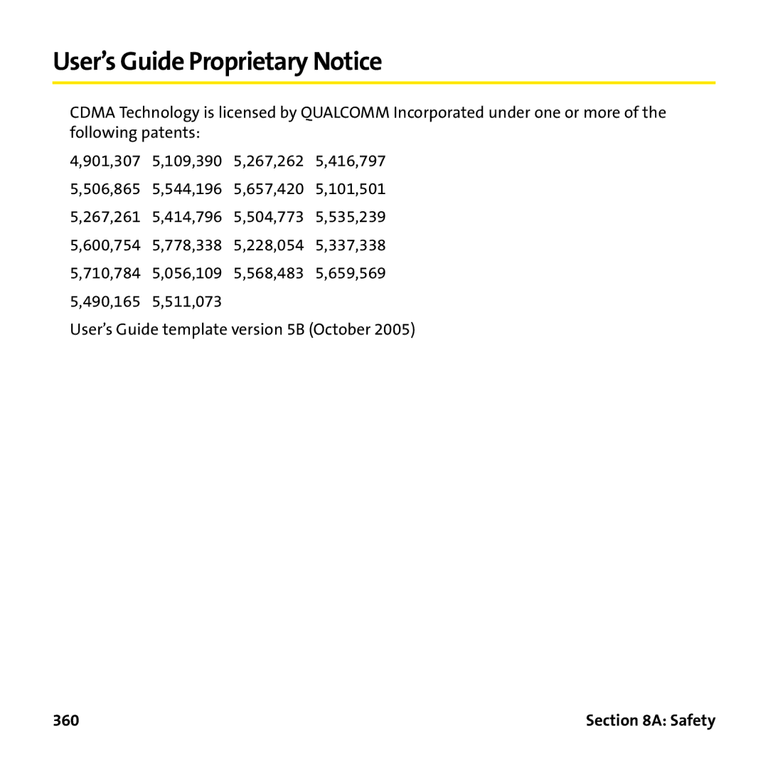 Palm PTR690HKP manual User’s Guide Proprietary Notice, 360 