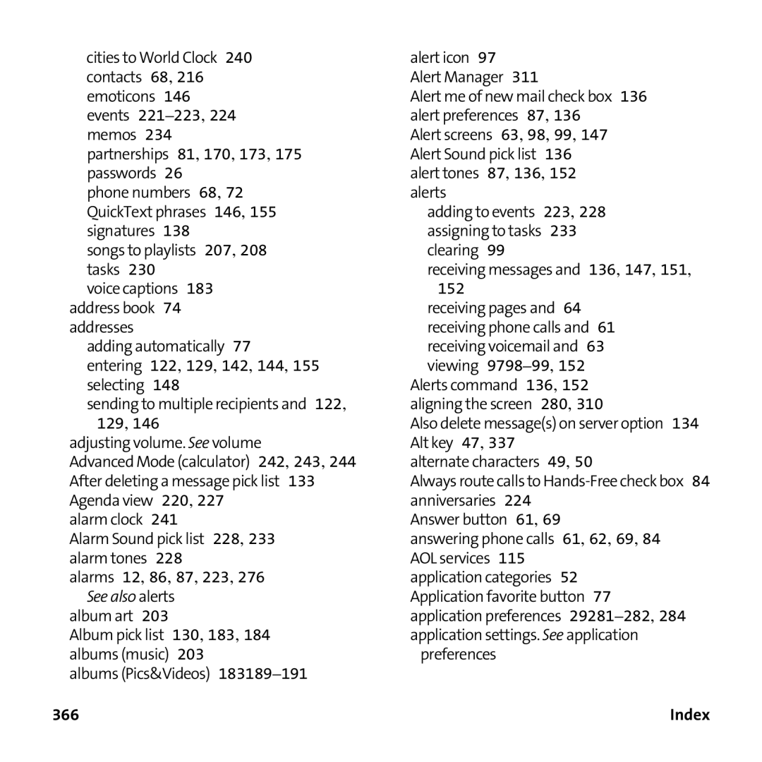 Palm PTR690HKP manual 366 