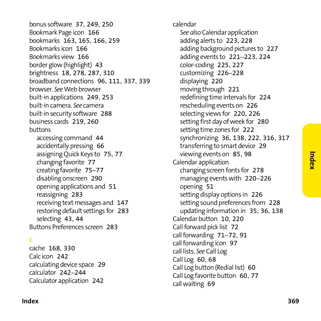 Palm PTR690HKP manual 369 