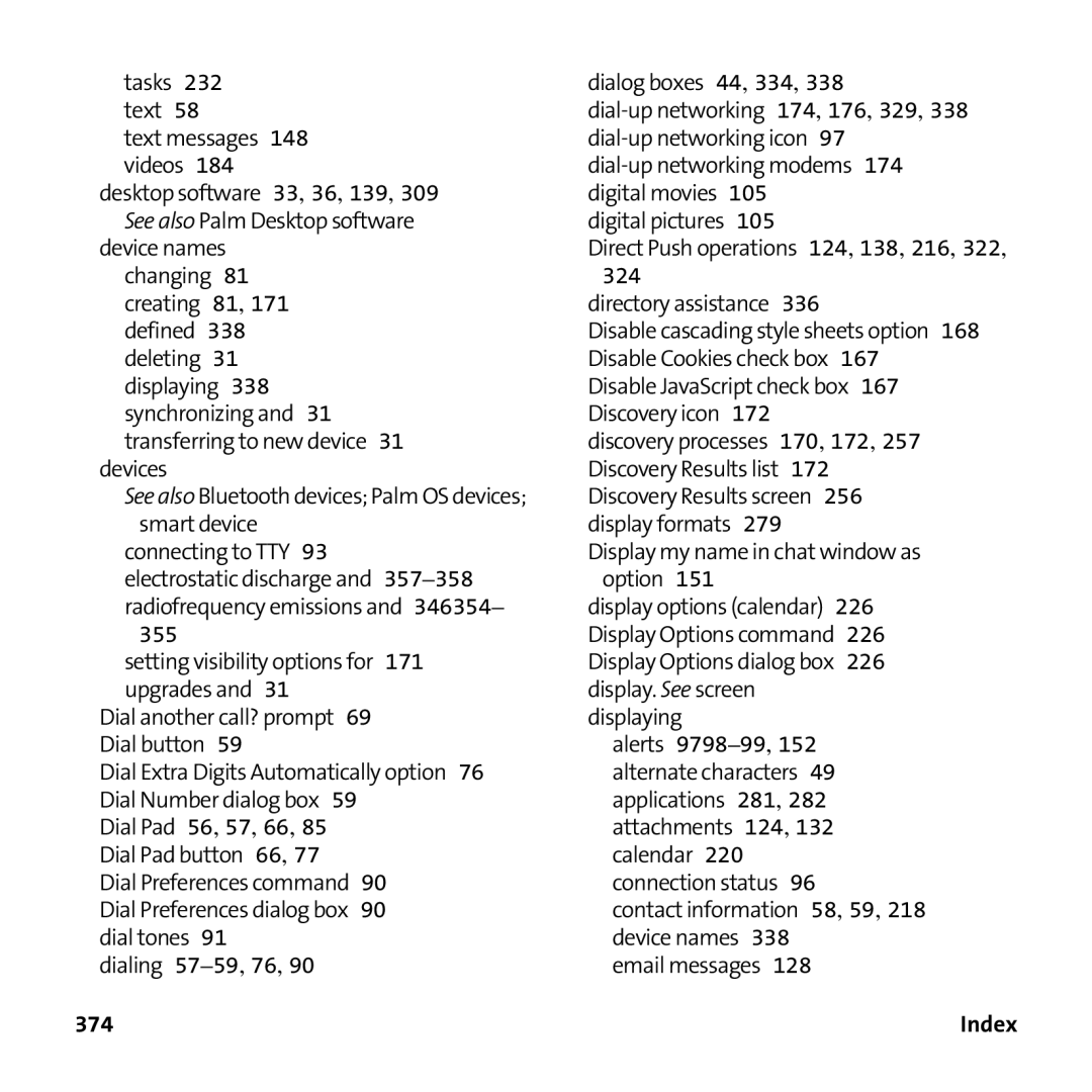 Palm PTR690HKP manual 374 