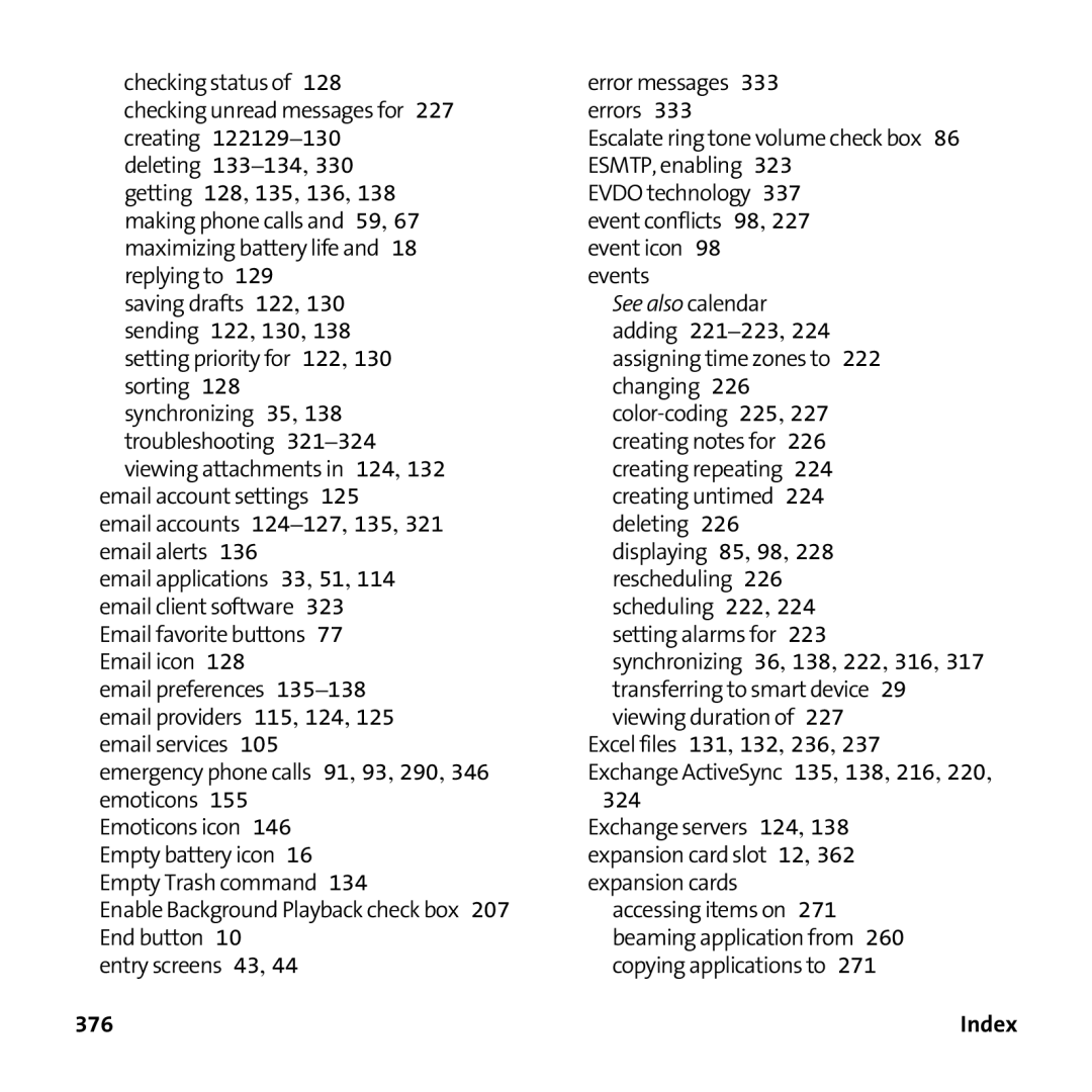 Palm PTR690HKP manual 376 