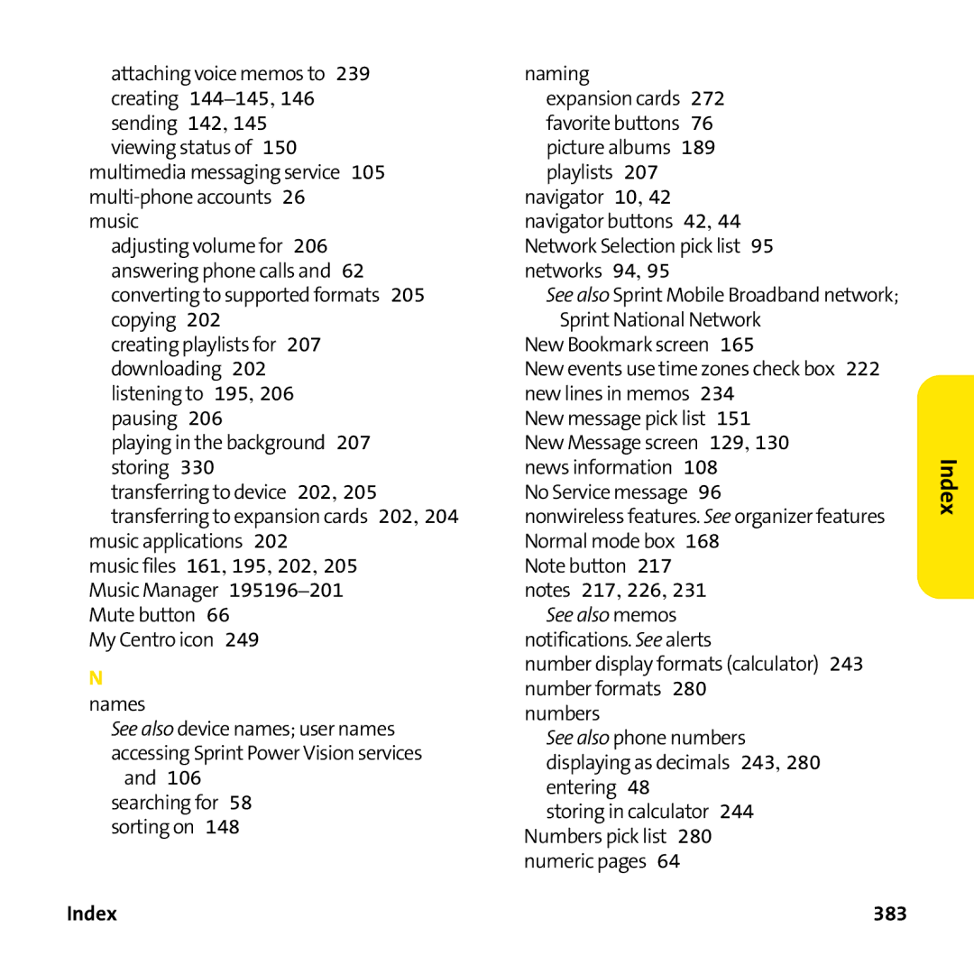 Palm PTR690HKP manual 383 