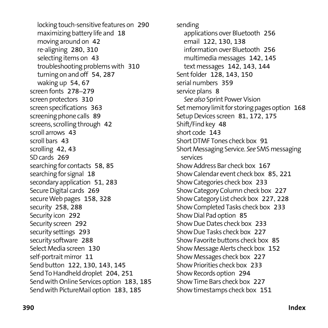 Palm PTR690HKP manual 390 