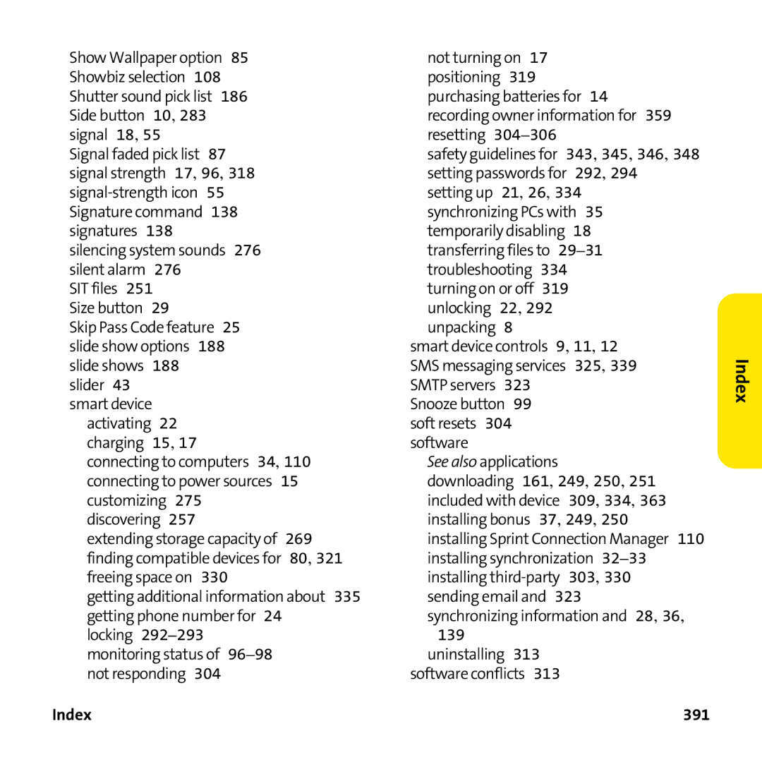 Palm PTR690HKP manual 391 