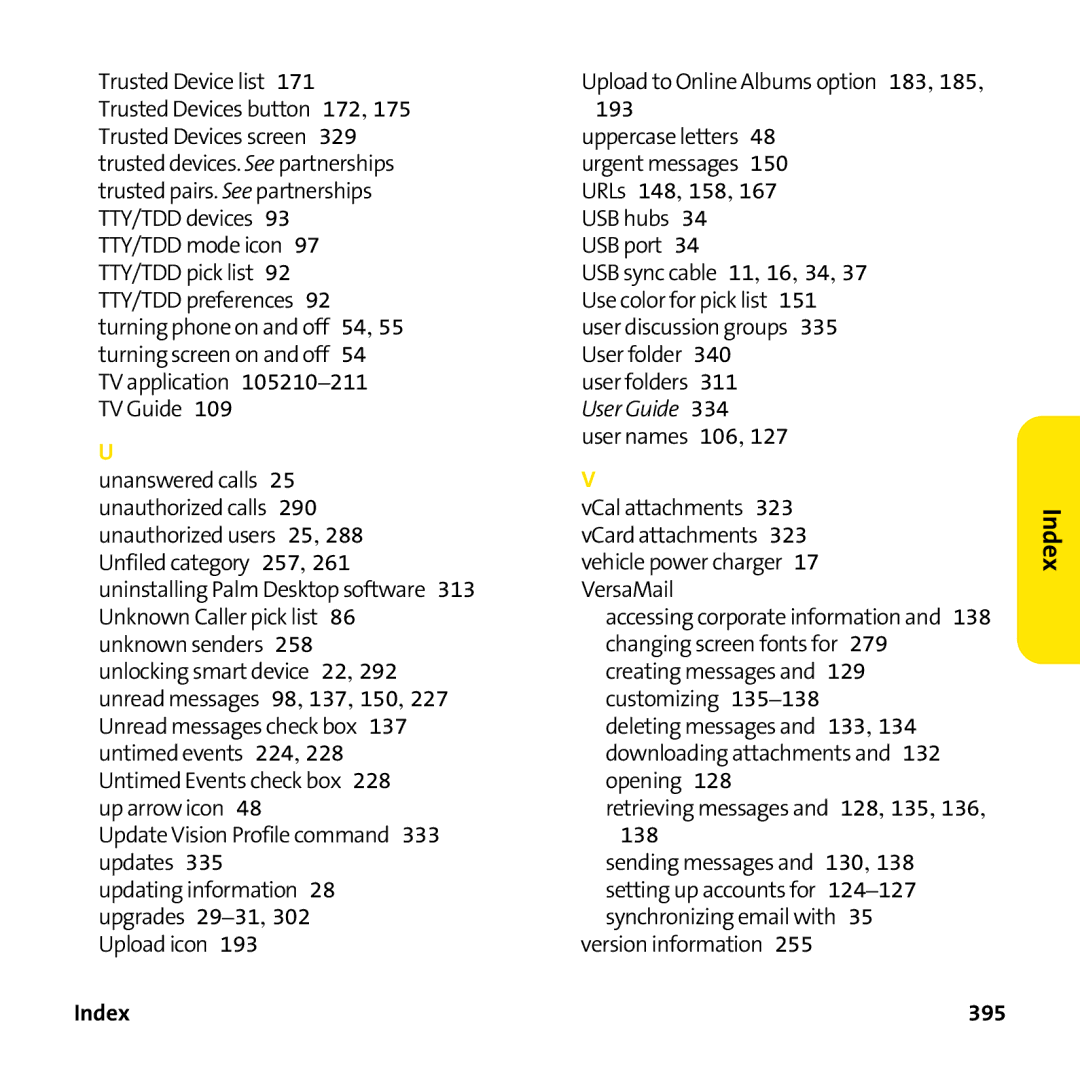 Palm PTR690HKP manual Trusted Device list, Index 395 