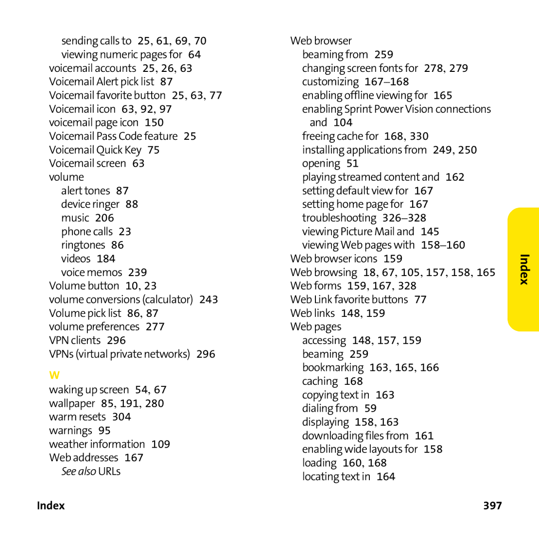 Palm PTR690HKP manual Index 397 