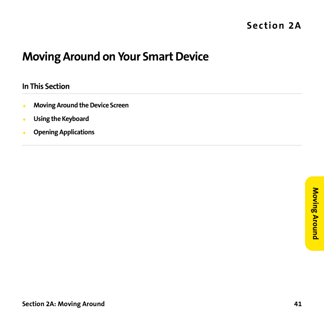 Palm PTR690HKP manual Moving Around on Your Smart Device 