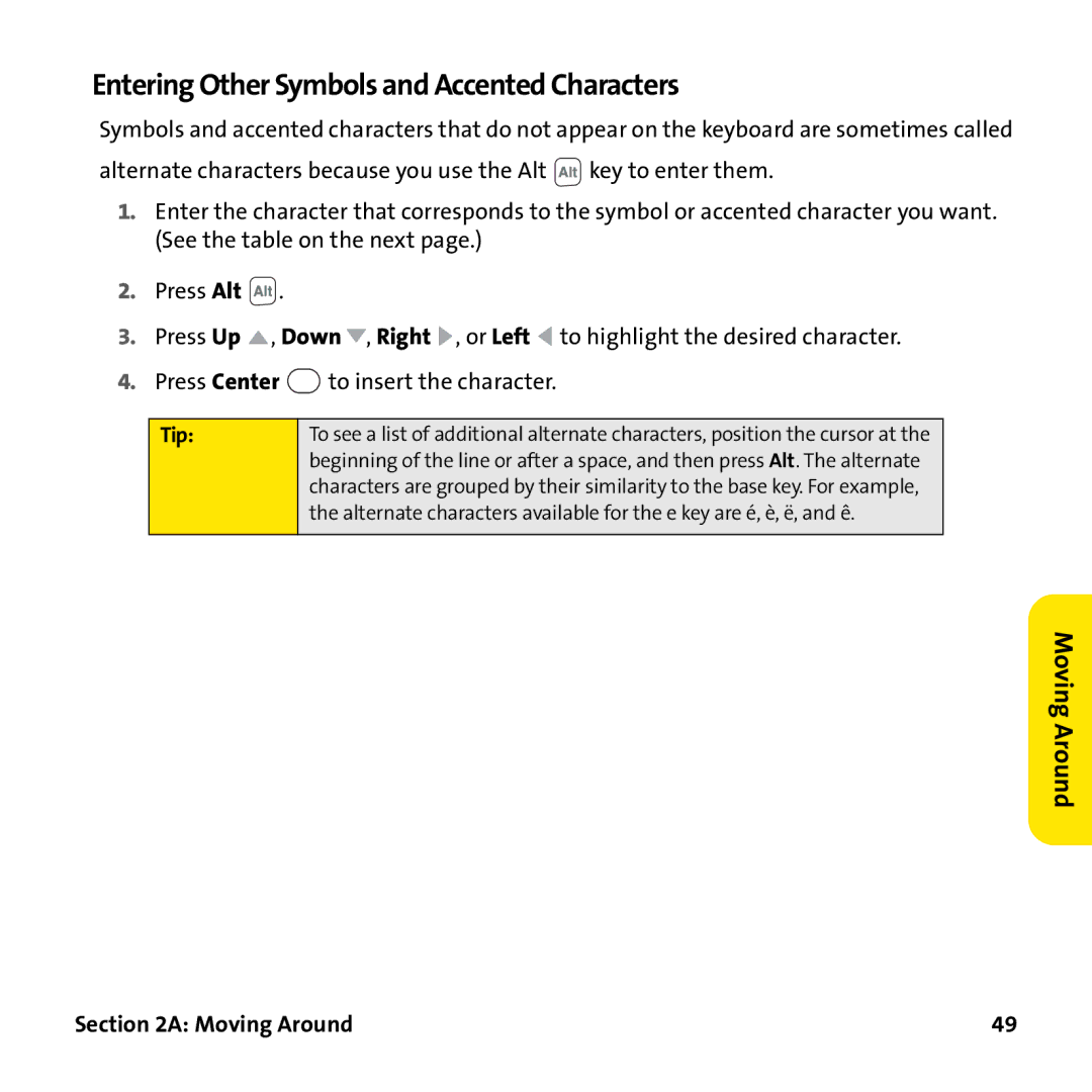 Palm PTR690HKP manual Entering Other Symbols and Accented Characters 