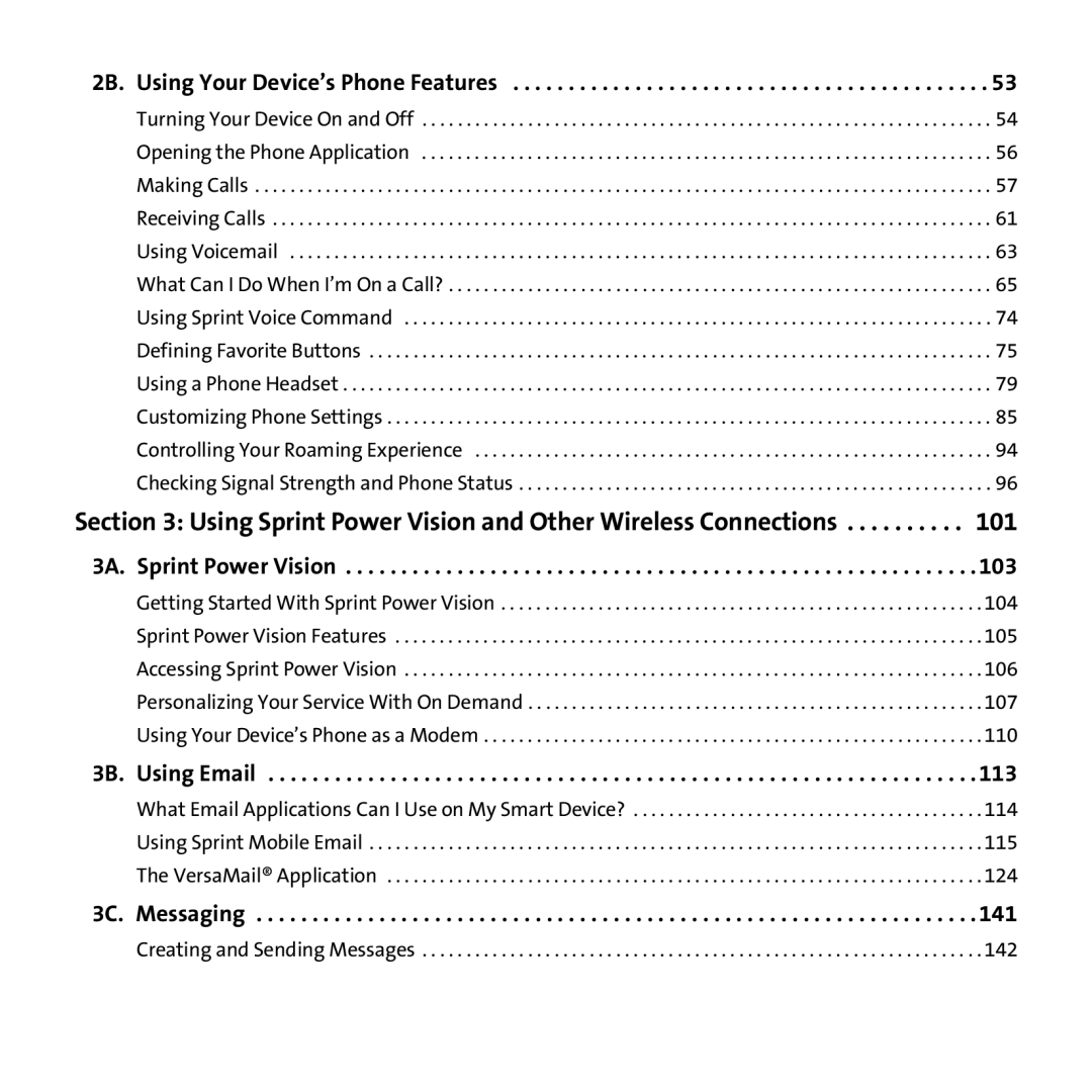 Palm PTR690HKP manual 3B. Using Email, 2B. Using Your Device’s Phone Features 