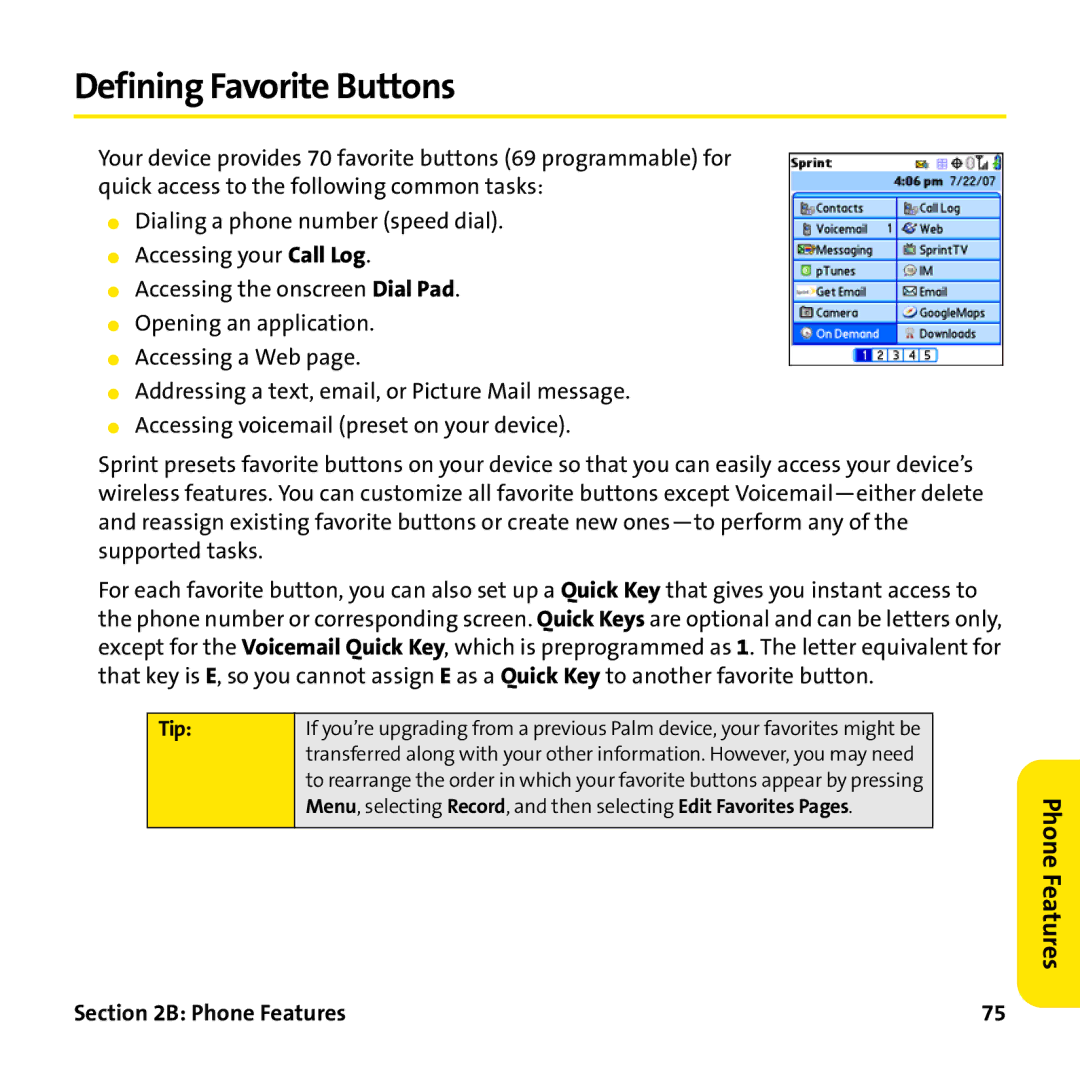 Palm PTR690HKP manual Defining Favorite Buttons, Tip 