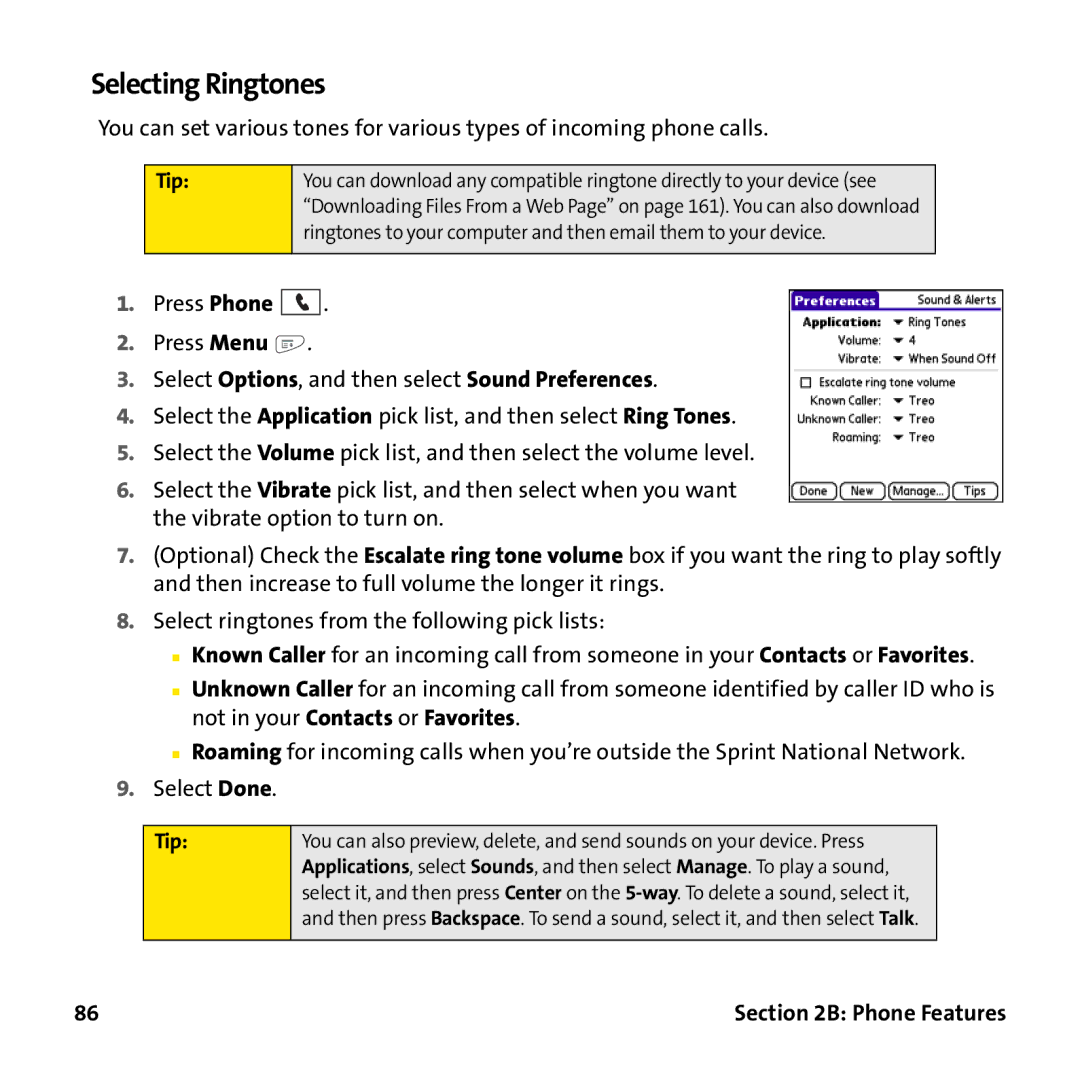 Palm PTR690HKP manual Selecting Ringtones 