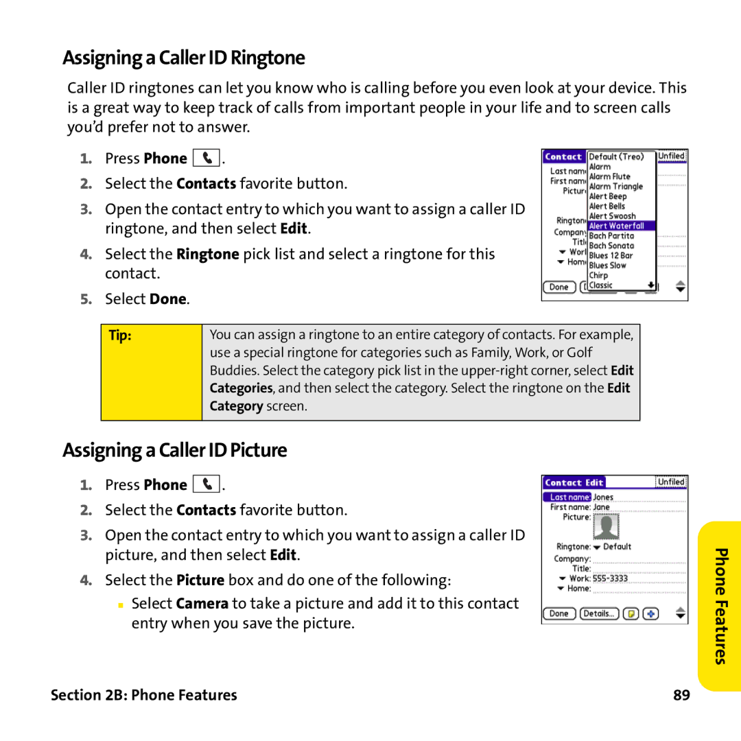 Palm PTR690HKP manual Assigning a Caller ID Ringtone, Assigning a Caller ID Picture 