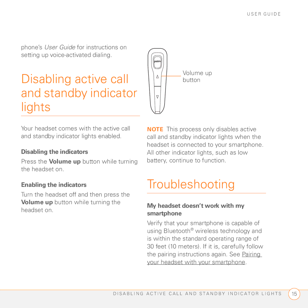 Palm Series 3 manual Disabling active call, Standby indicator Lights, Troubleshooting 