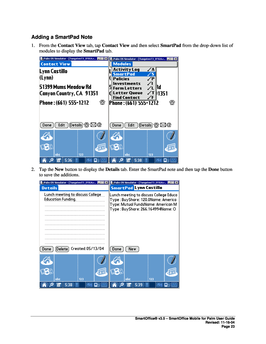 Palm SmartOffice Mobile manual Adding a SmartPad Note 