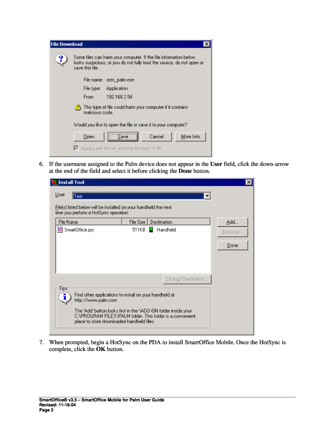 Palm SmartOffice Mobile manual 