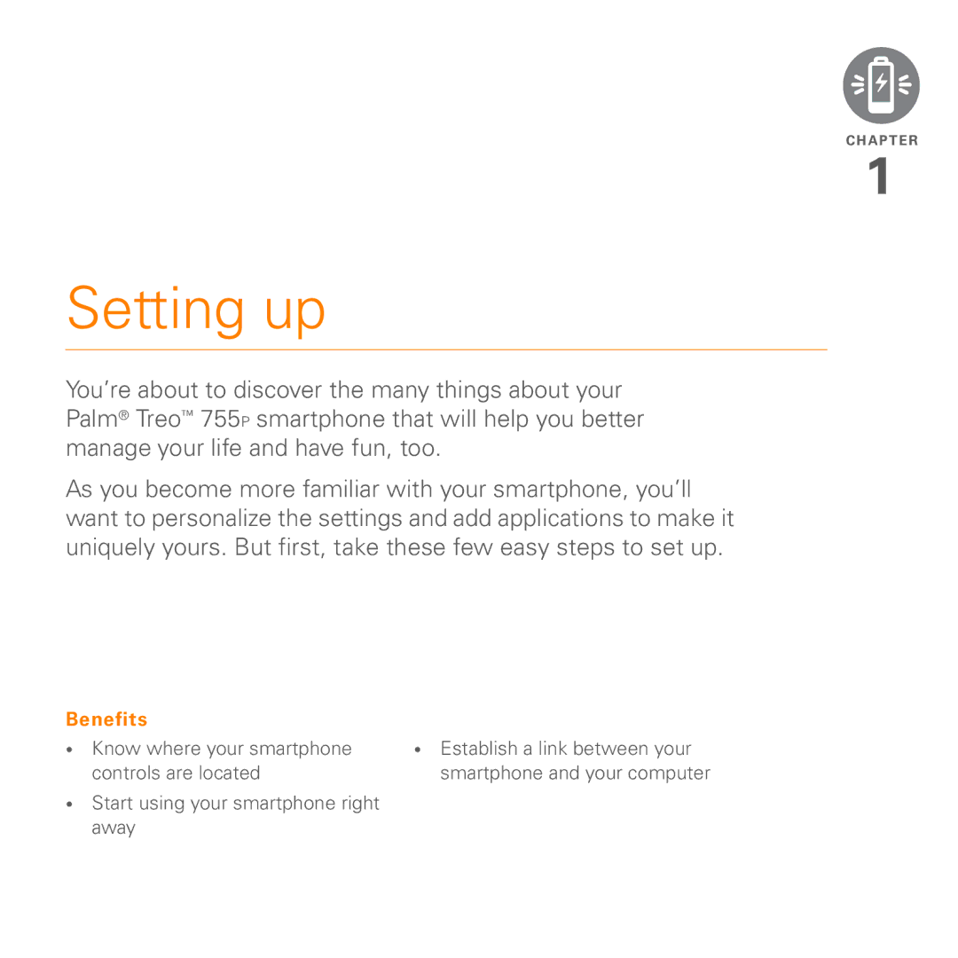 Palm Treo 755P manual Setting up 