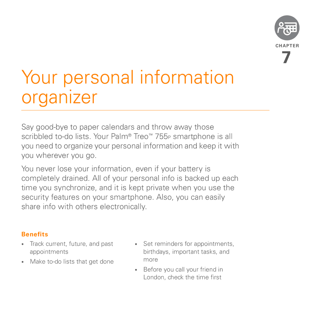 Palm Treo 755P manual Your personal information organizer 