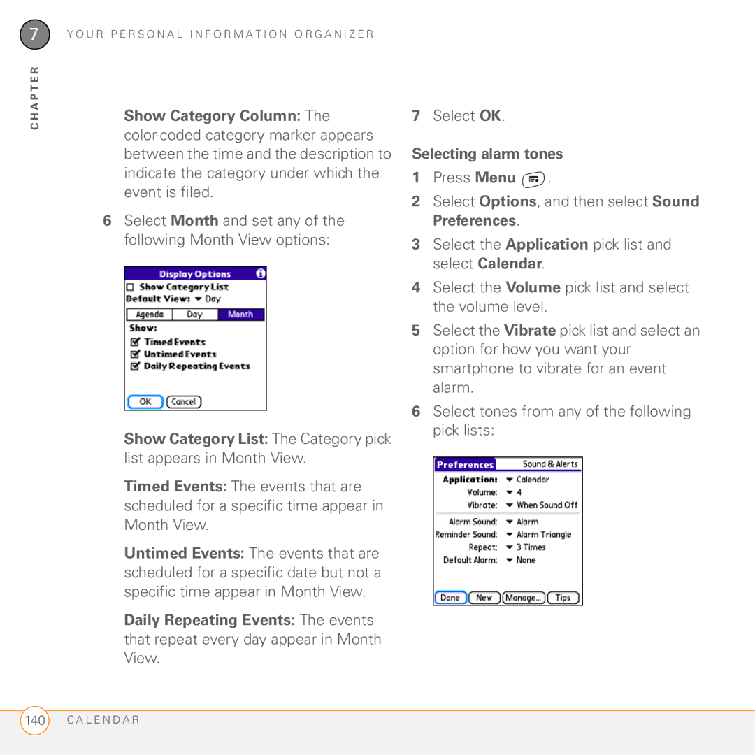 Palm Treo 755P manual Selecting alarm tones 