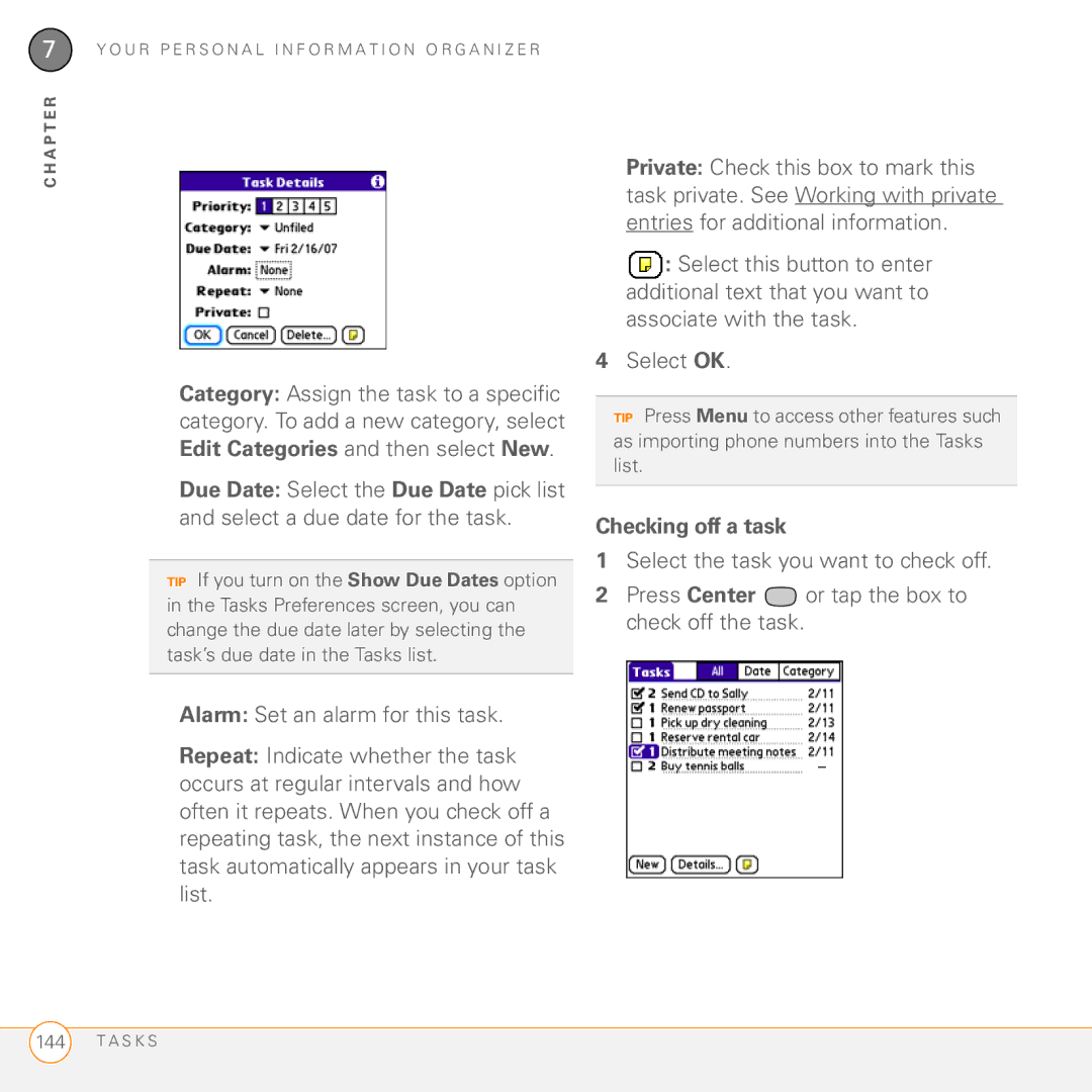 Palm Treo 755P manual Checking off a task 