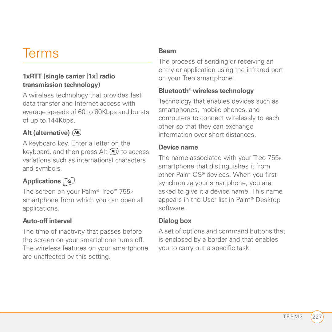 Palm Treo 755P manual Terms 
