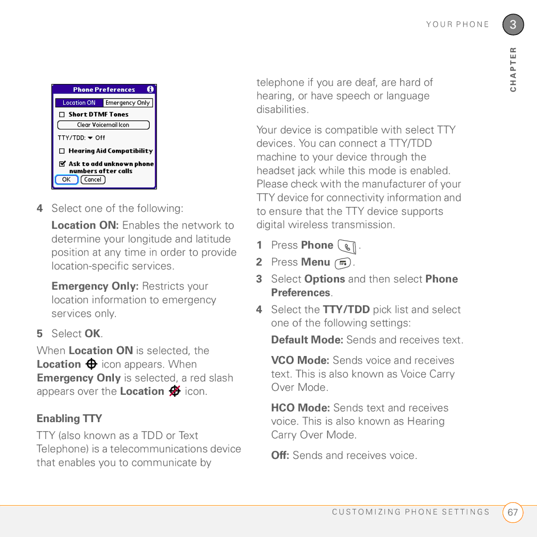 Palm Treo 755P manual Enabling TTY 