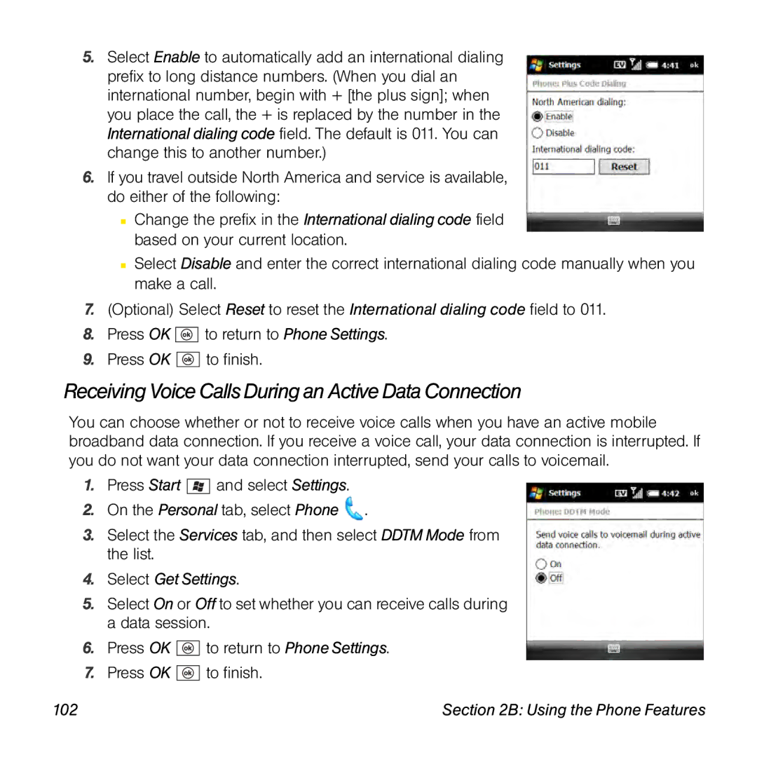 Palm TREOPROBLKSPT manual Receiving Voice Calls During an Active Data Connection, 102 