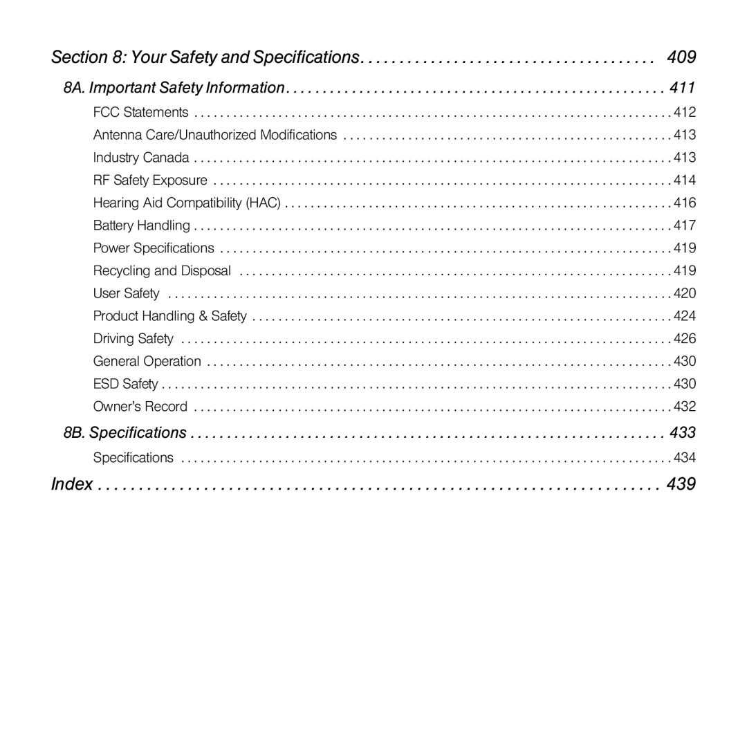 Palm TREOPROBLKSPT manual Index 