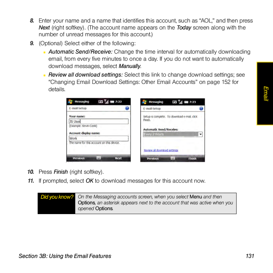 Palm TREOPROBLKSPT manual Using the Email Features 131 