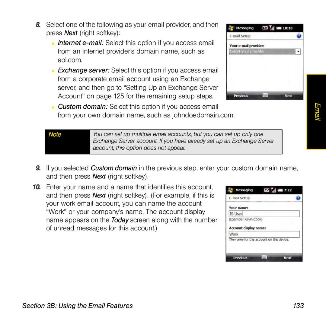 Palm TREOPROBLKSPT manual Using the Email Features 133 