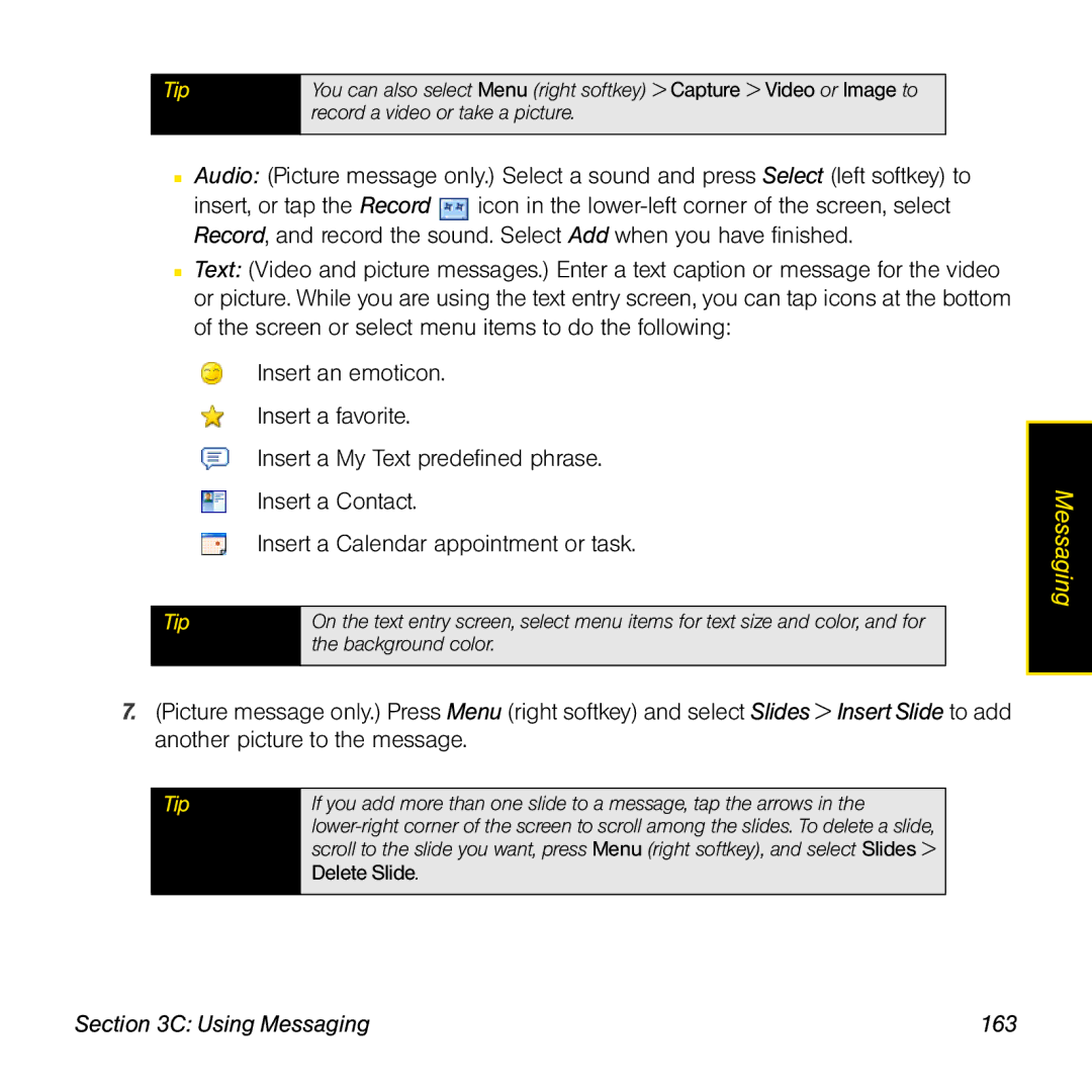 Palm TREOPROBLKSPT manual Using Messaging 163 