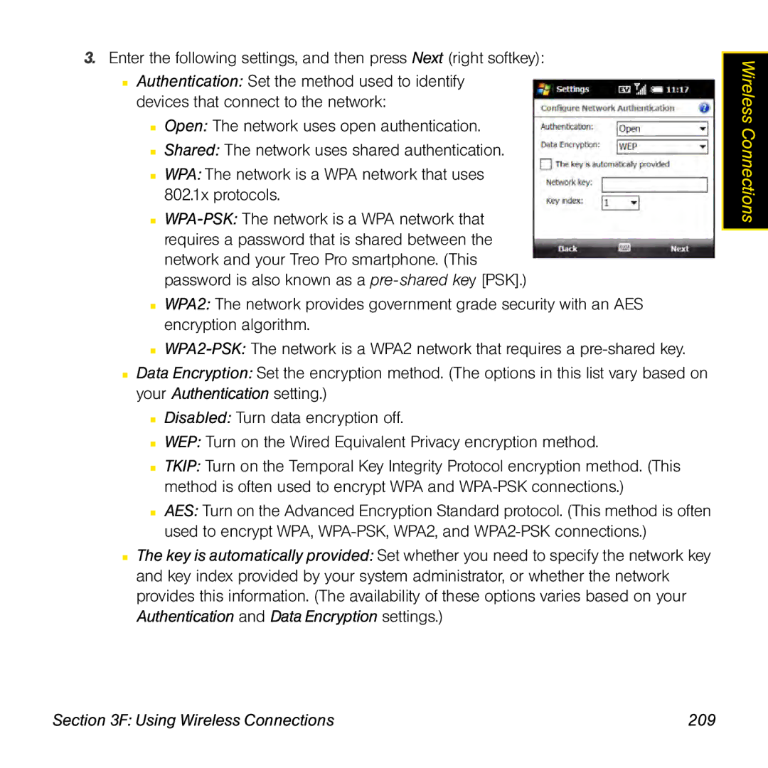 Palm TREOPROBLKSPT manual Using Wireless Connections 209 