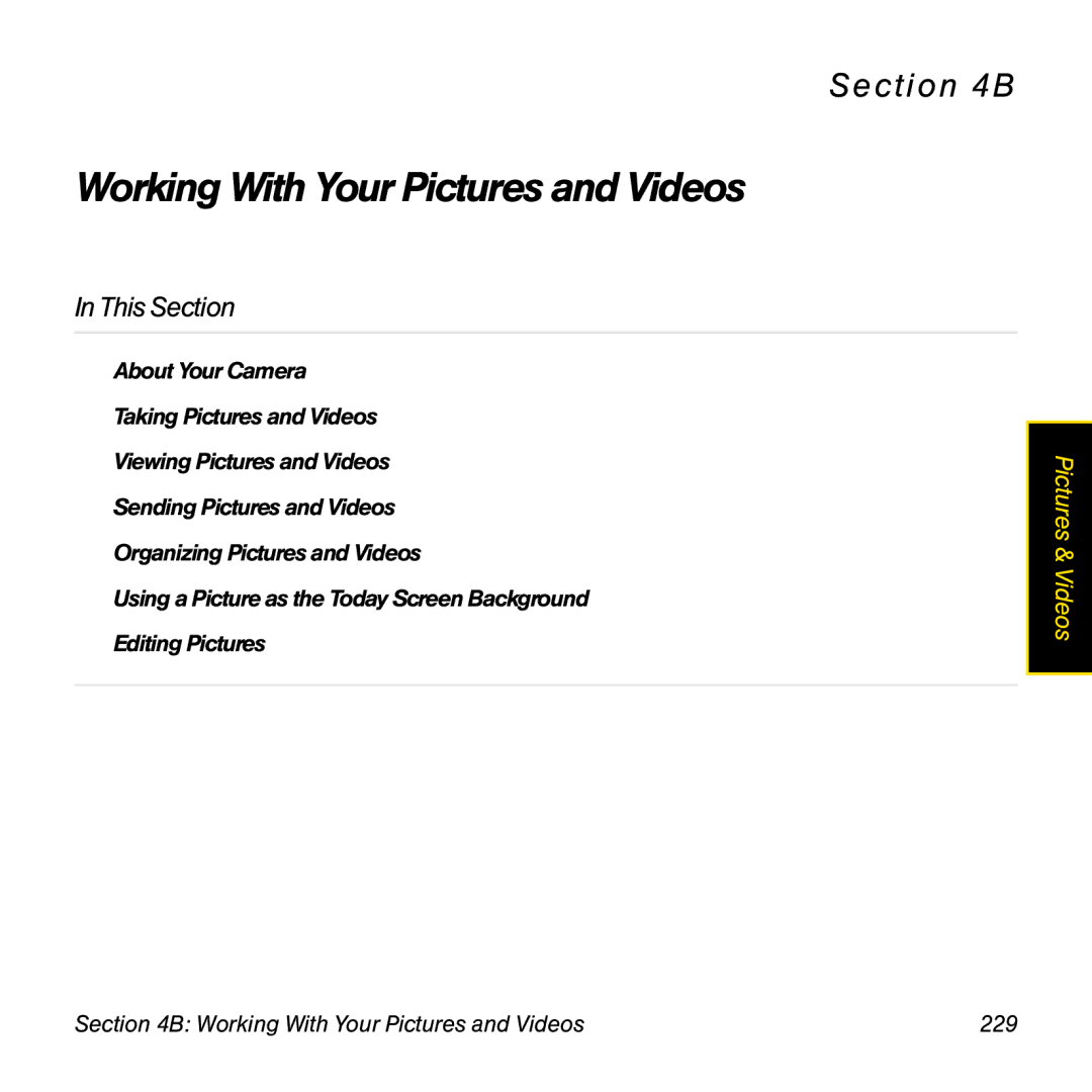 Palm TREOPROBLKSPT manual Working With Your Pictures and Videos 229 