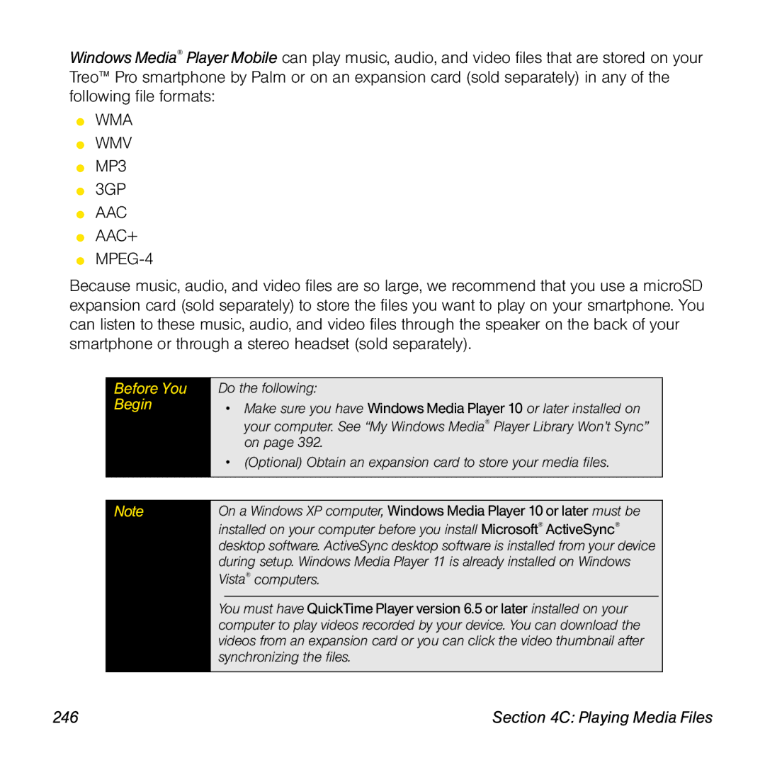 Palm TREOPROBLKSPT manual Aac, 246 