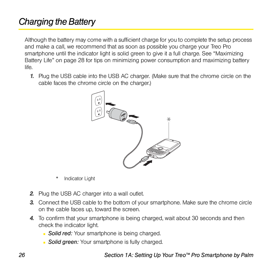 Palm TREOPROBLKSPT manual Charging the Battery 