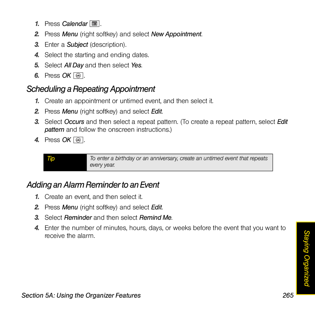 Palm TREOPROBLKSPT manual Scheduling a Repeating Appointment, Adding an Alarm Reminder to an Event 