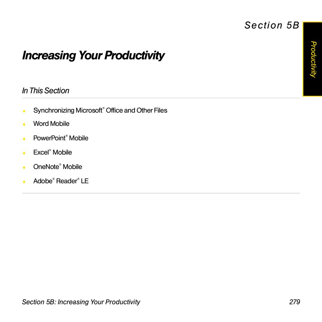 Palm TREOPROBLKSPT manual Increasing Your Productivity 279 