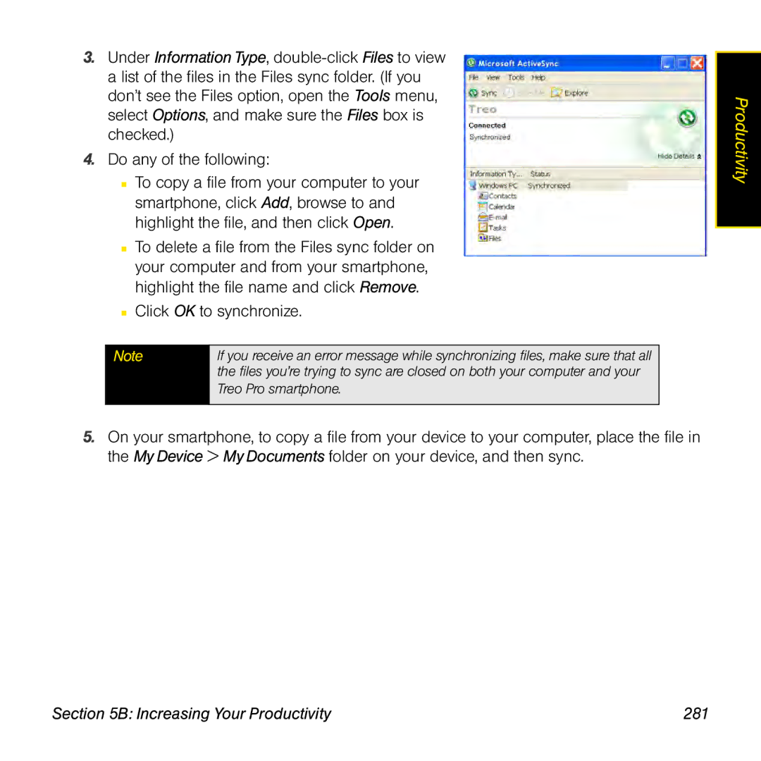 Palm TREOPROBLKSPT manual Increasing Your Productivity 281 