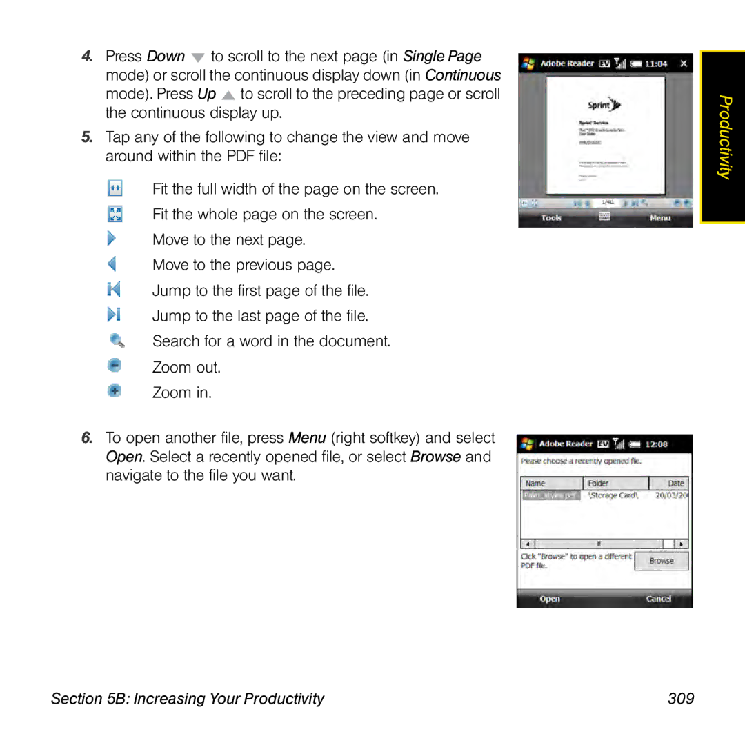 Palm TREOPROBLKSPT manual Increasing Your Productivity 309 