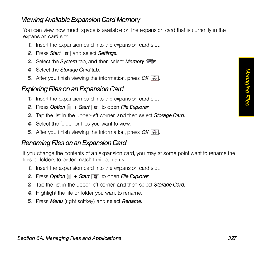 Palm TREOPROBLKSPT manual Viewing Available Expansion Card Memory, Exploring Files on an Expansion Card 