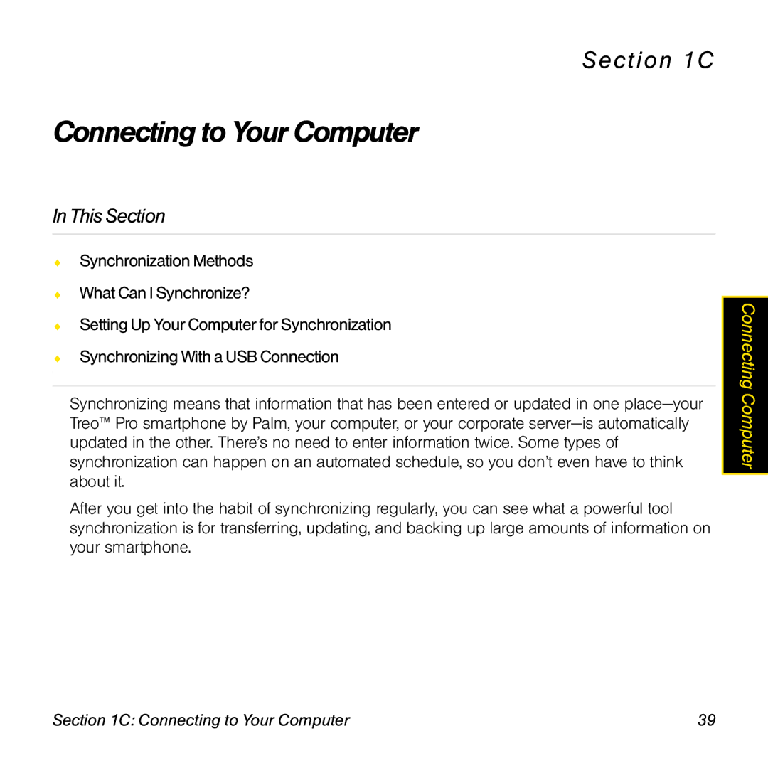 Palm TREOPROBLKSPT manual Connecting to Your Computer 