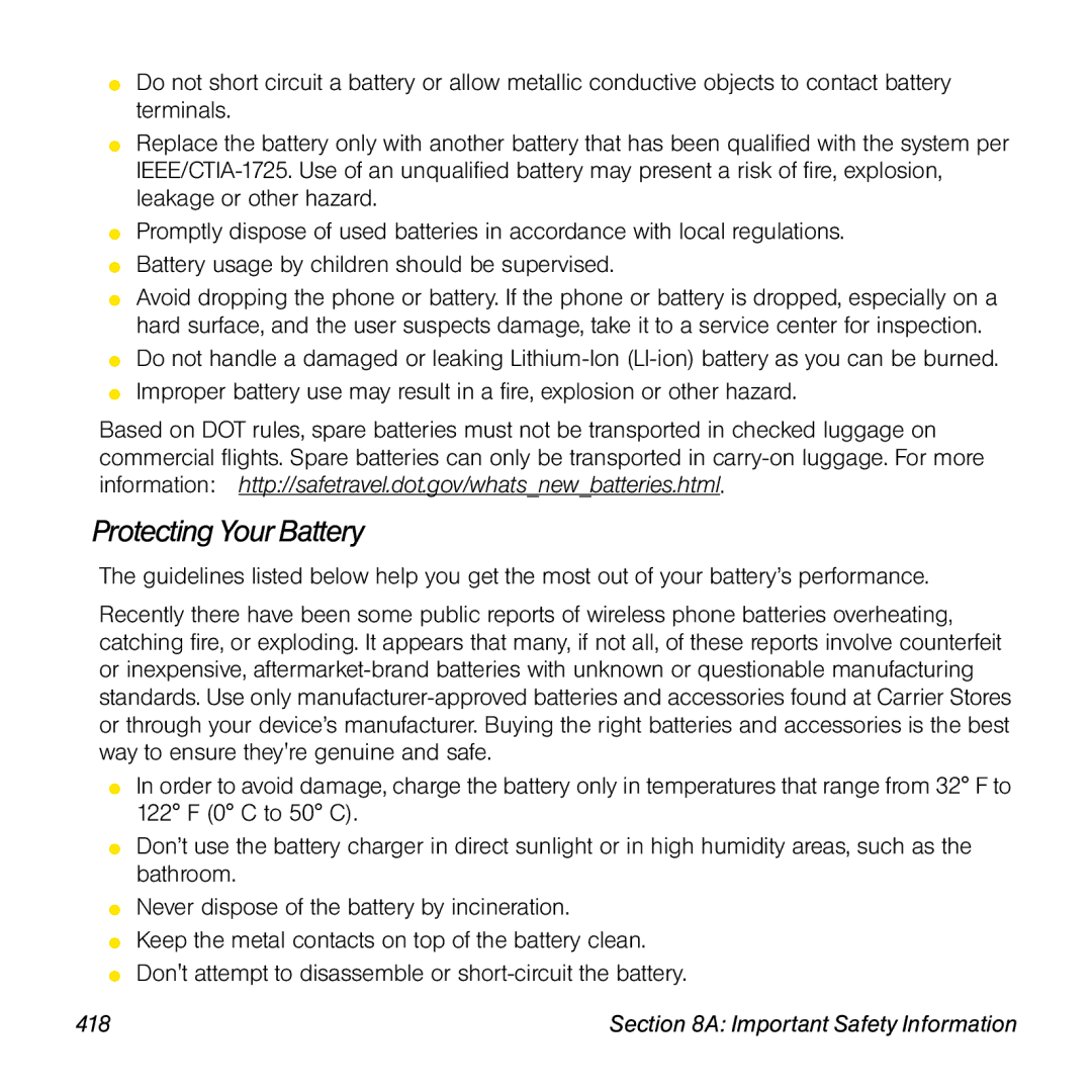 Palm TREOPROBLKSPT manual Protecting Your Battery 