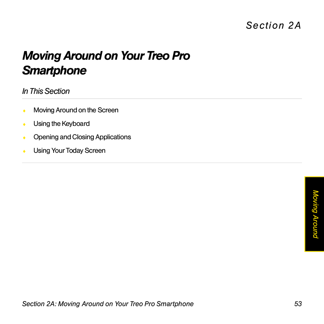 Palm TREOPROBLKSPT manual Moving Around on Your Treo Pro Smartphone 